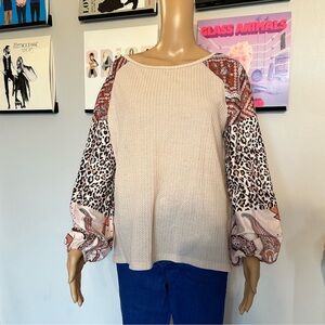 SHEIN Boho Patchwork Long Sleeve Top